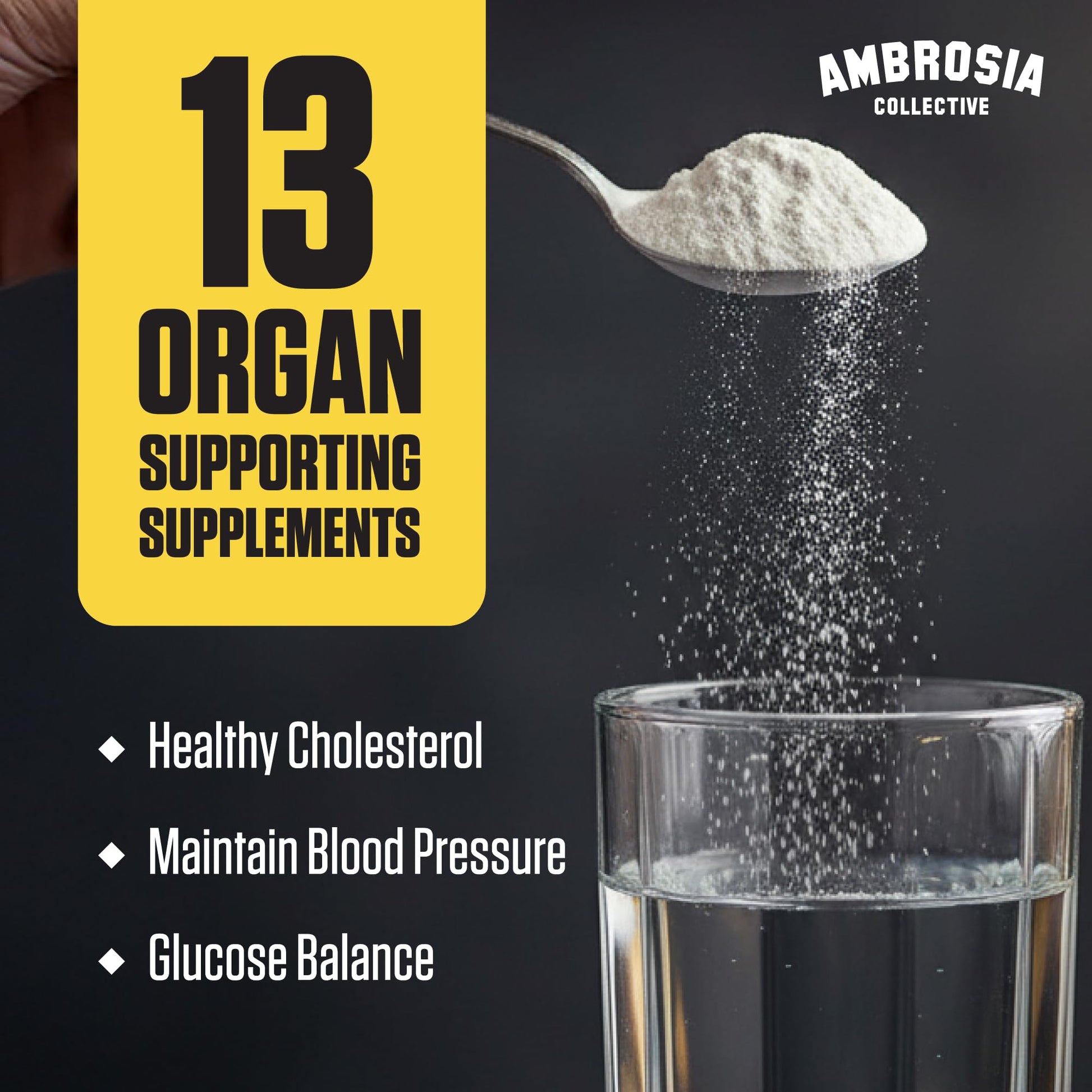 Ambrosia Superfood Organ & Cycle Support Powder | Liver & Kidney Support with Milk Thistle, Red Yeast Rice & CoQ10 | 13 Superfood Ingredients | 30 Servings | Honey Lemon AmbrosiaAu supplements