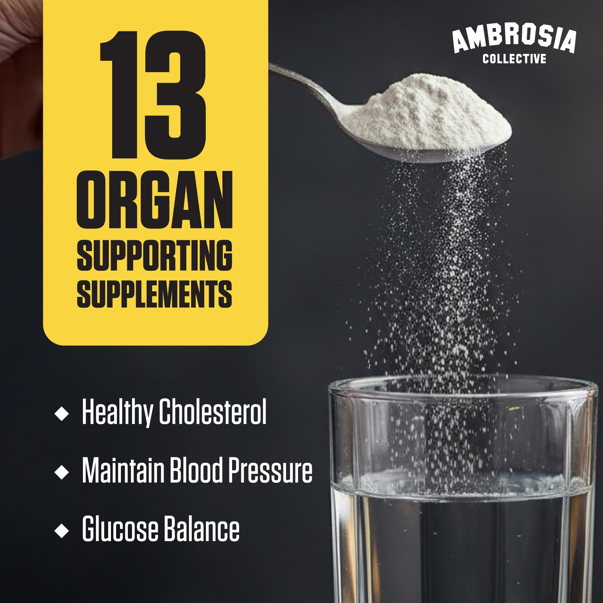 Ambrosia Superfood Organ & Cycle Support Powder | Liver & Kidney Support with Milk Thistle, Red Yeast Rice & CoQ10 | 13 Superfood Ingredients | 30 Servings | Honey Lemon AmbrosiaAu supplements