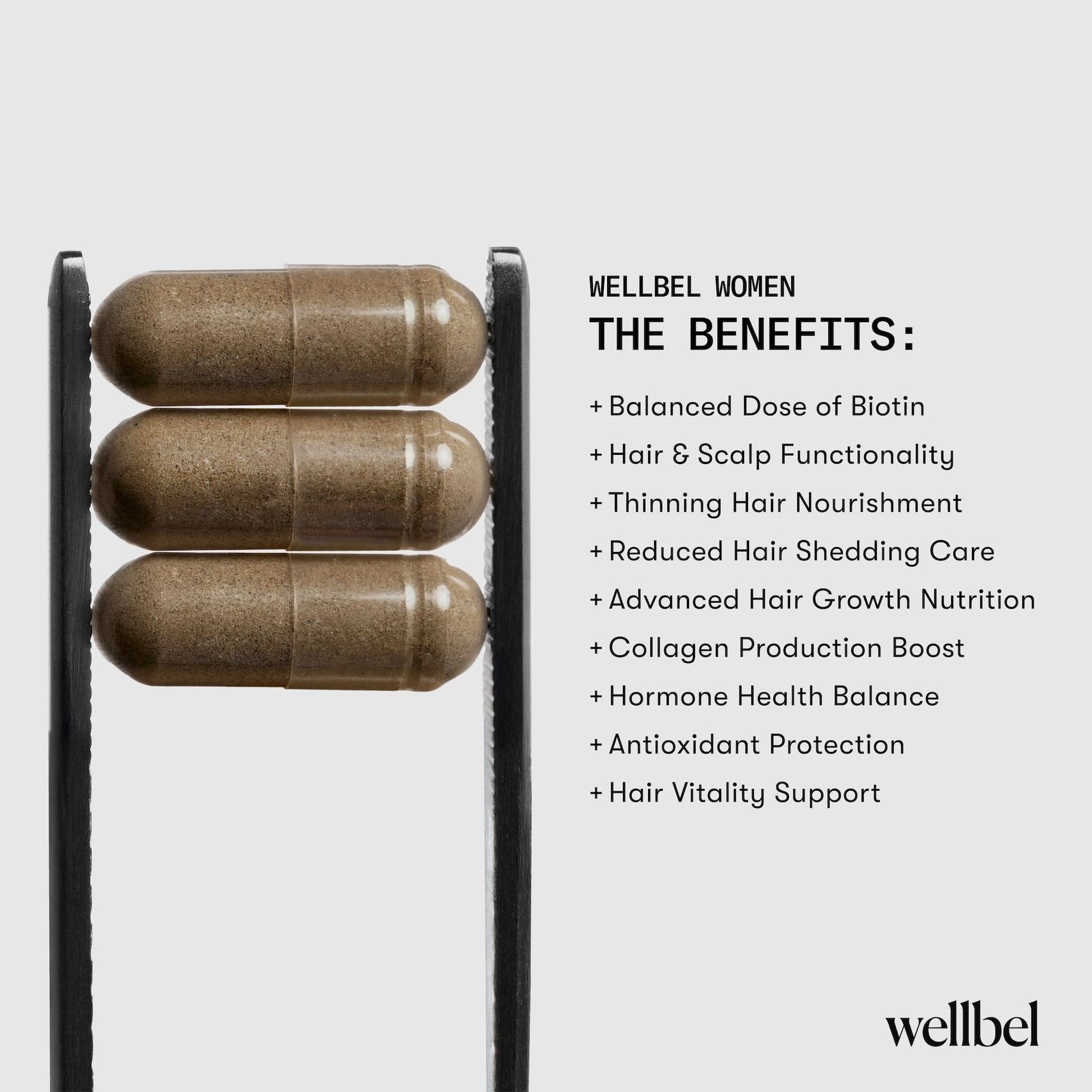 WELLBEL Women Clean Supplement for Hair, Skin, and Nails, Vegan, Gluten Free and Non GMO 90 Count WELLBELAu supplements