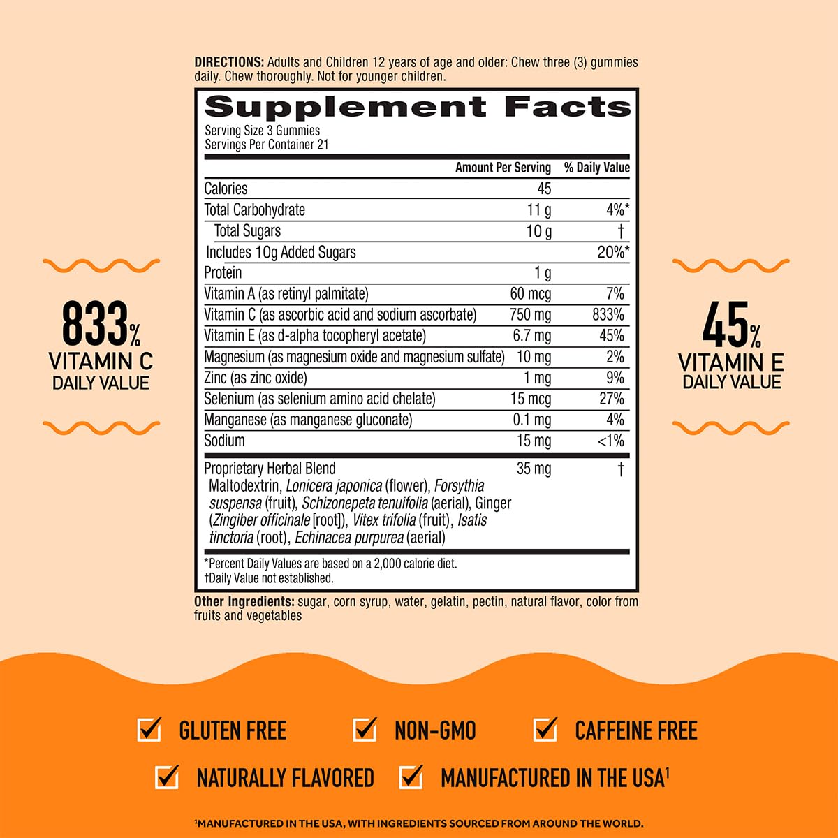 Airborne 750mg Vitamin C Immune Support Supplement Gummies for Adults, Assorted Fruit Flavor, Gluten Free Crafted Blend with Powerful Antioxidants Vitamins A C & E, 42 Gummies (2 Pack) AirborneAu supplements