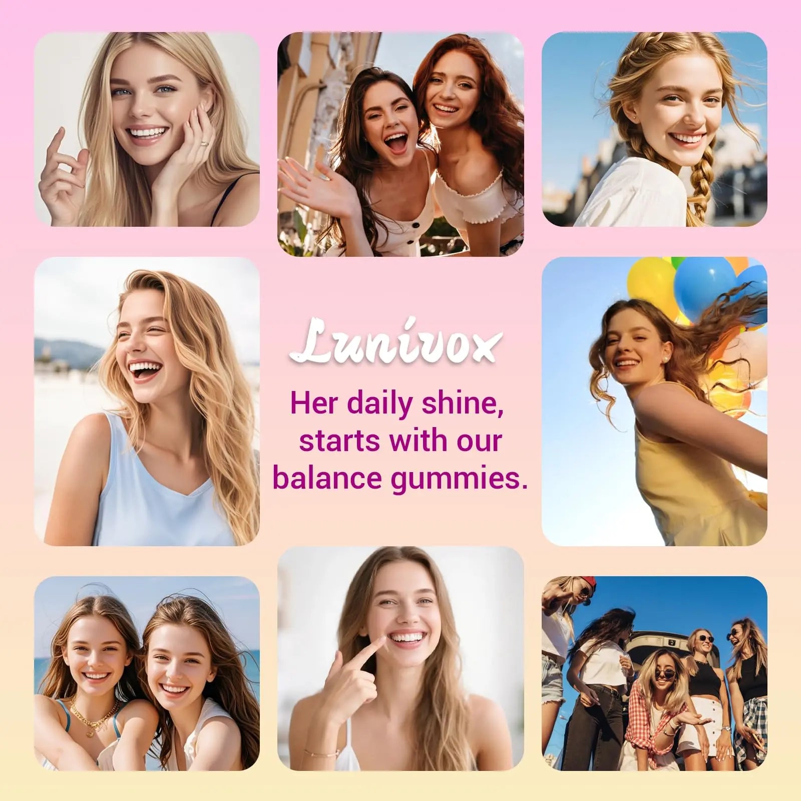 Lunivox Her Juicy Feminine Probiotics Gummies for Women, with Prebiotics & Slippery Elm - Promotes pH Balance, Gut Health & Immune Support - Pineapple Flavor, 60 Count Lunivoxnz supplements