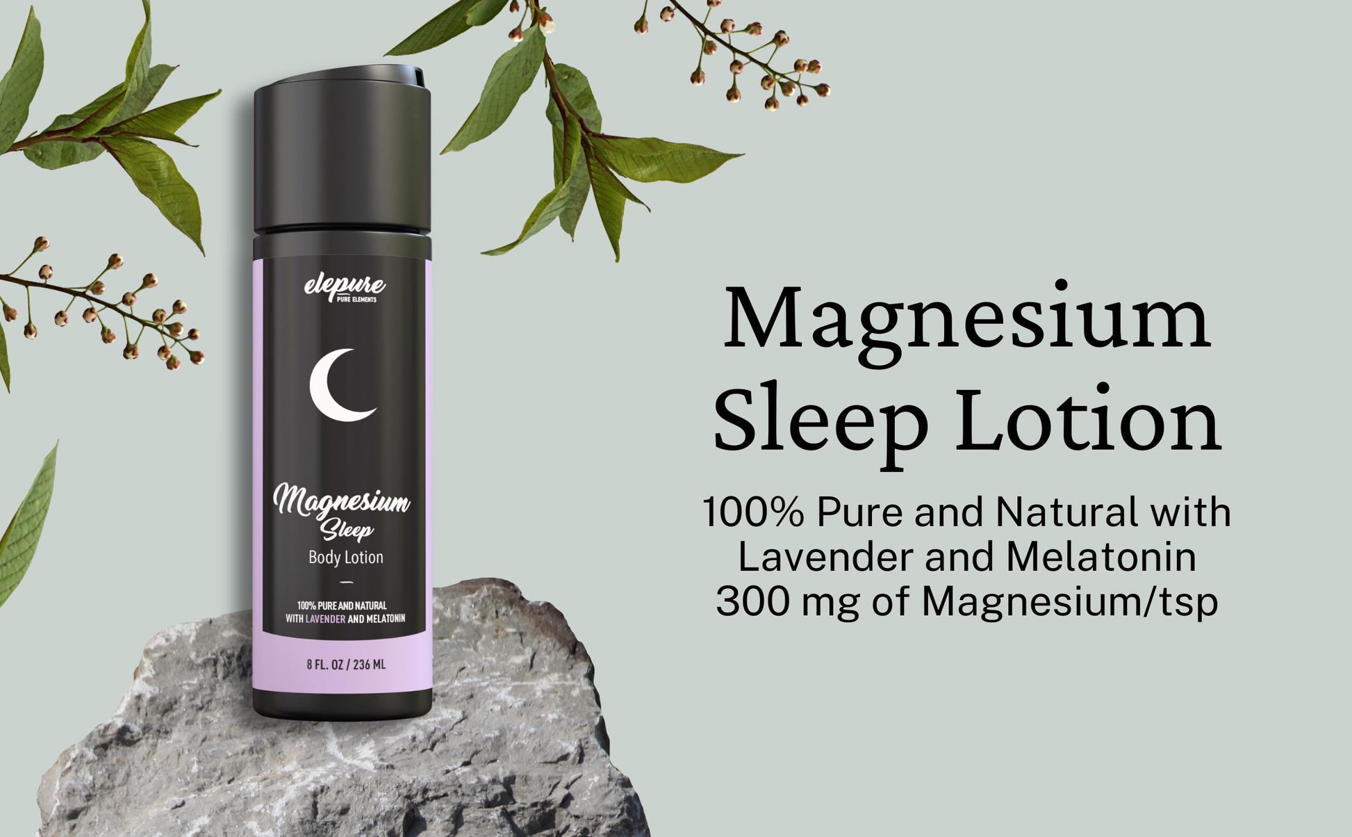 Elepure Pure Elements Magnesium Sleep Lotion with Lavender and Melatonin - Topical Application Night Cream- High Potency - Organic Materials - Large Size - Great Value - 8 fl. oz Elepure Pure ElementsAu supplements