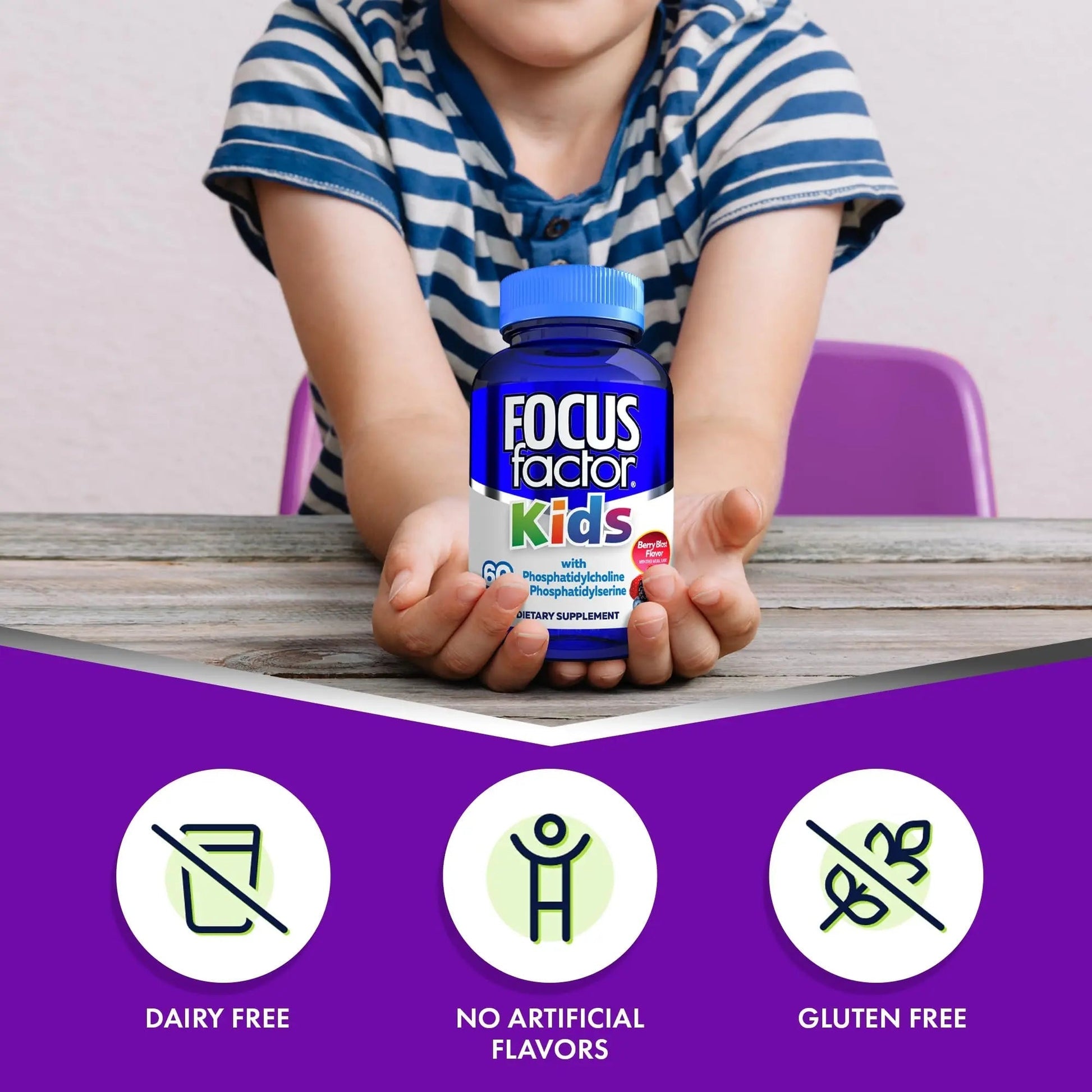 Focus Factor Kids Complete Daily Chewable Vitamins: Multivitamin & Neuro Nutrient (Brain Function) w/Vitamin B12, C, D3-60 Count Focus FactorAu supplements