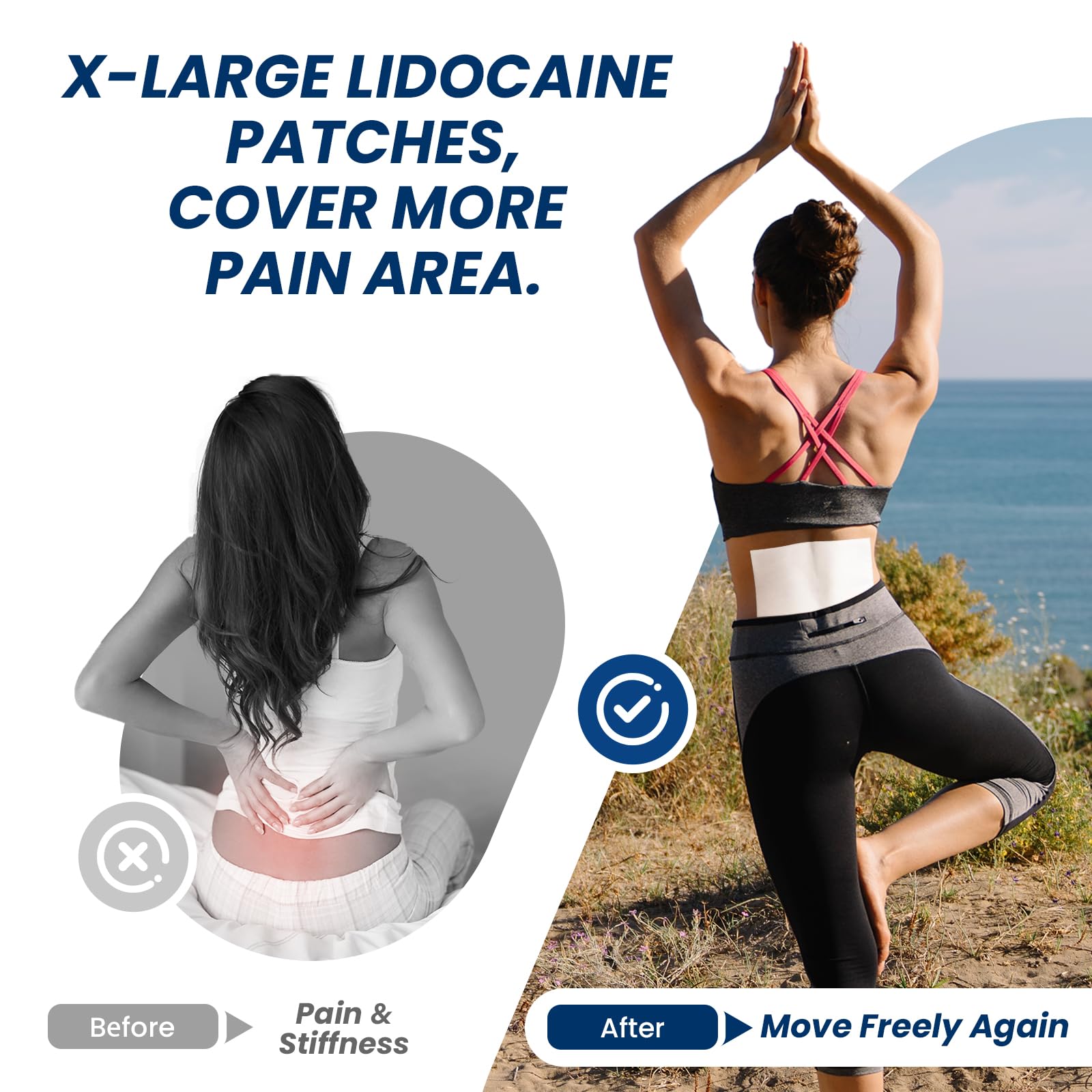 Sumifun XL Lidocaine Patches for Pain Relief, 4% Lidocaine Maximum Strength OTC, Extra Large 4.72"x7.87" for Full Back Pain Patches & Large Areas (Extra Large, Count, 13) SumifunAu supplements
