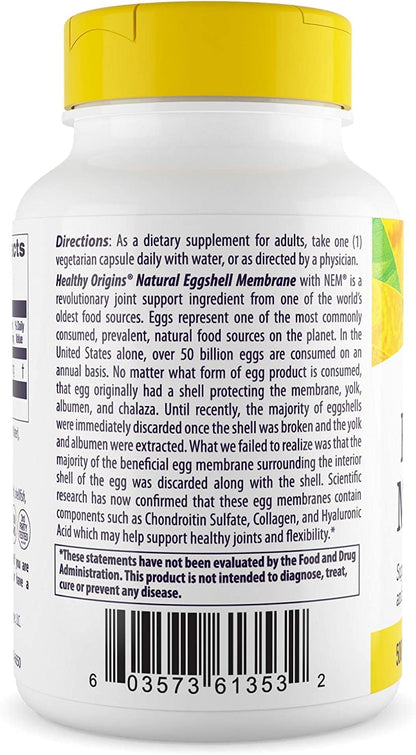 Healthy Origins Eggshell Membrane (NEM), 500 mg - Natural Collagen and Joint Support Healthy OriginsUS supplements