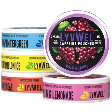 LyvWel 225mg Caffeine Energy Pouches | Nootropic Focus & Neuro Support | Tobacco-Free, Nicotine-Free, Quick Energy Solution | 5-Pack: 60 Pouches (5 Pack, Multi-Pack) LyvWelAu supplements