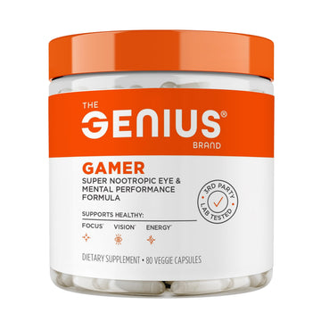 Genius Gamer, Gaming Focus Supplement, 80 Pills - Elite Nootropic Performance Booster - Boost Brain & Mental Clarity, Reaction Time & Concentration - Blue Light Support with Lutemax The Genius BrandUS supplements
