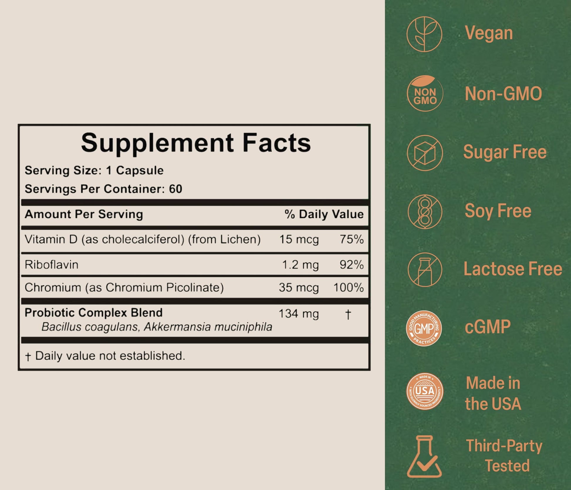 Akkermansia Probiotic for Appetite Suppressant & Craving Control | Increases GLP-1 for Weight Loss | 60 Day Supply | Made in USA | Bacillus Coagulans, B2, D3 & Chromium | SIBO Friendly, Vegan AkkermyAu supplements