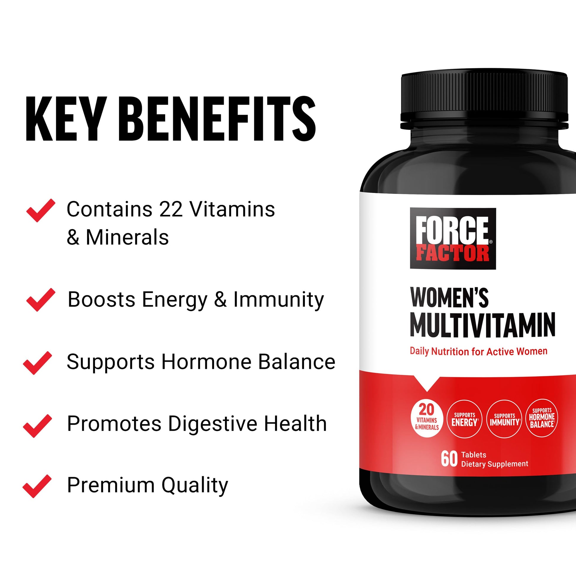 Force Factor Women’s Multivitamin, Multivitamin for Women to Support Hormone Balance, Energy, Immunity, and Gut Health, with 20 Vitamins & Minerals, Ashwagandha, Chasteberry, and More, 60 Tablets Force FactorAu supplements