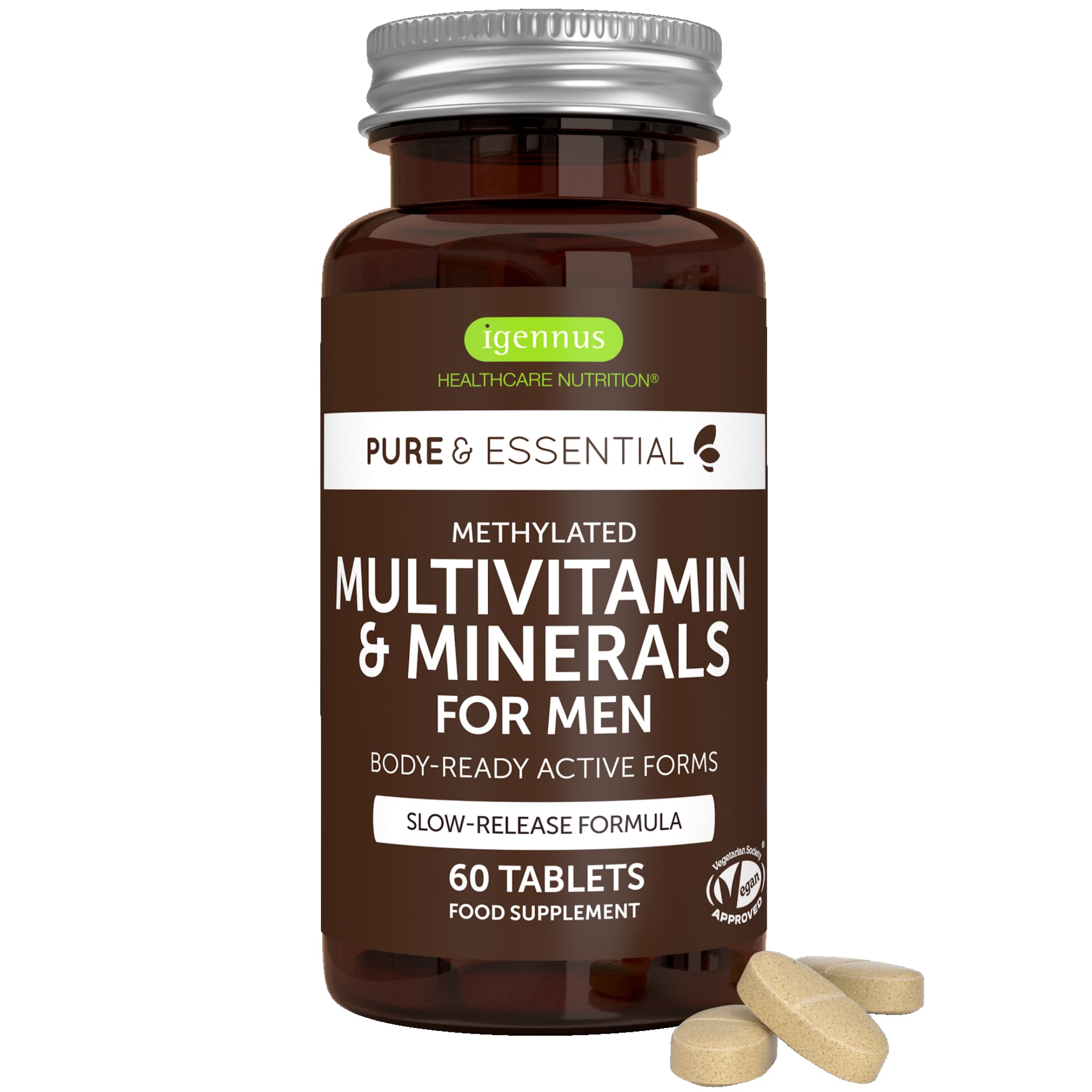 Igennus Methylated Men's Multivitamin with 22 Actives, All-Day Nutrient Delivery, Pure & Clean, Methylfolate & Methylcobalamin Igennus Healthcare NutritionAu supplements