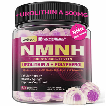 NMNH Gummies 300MG for Longevity with Urolithin A, Polyphenol Blend, Resveratrol, NAD+ Supplement for Women & Men Boost NAD+ Levels, Optimized Aging, Cell, DNA Repair, Energy, Focus, Sugar Free, 60cts NextdiaAu supplements