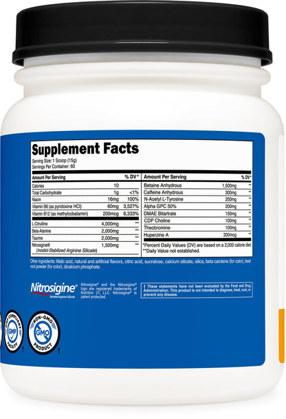 Nutricost Pre-X Xtreme PreWorkout Powder Complex, Peach Mango, 60 Servings, Vegetarian NutricostUS supplements