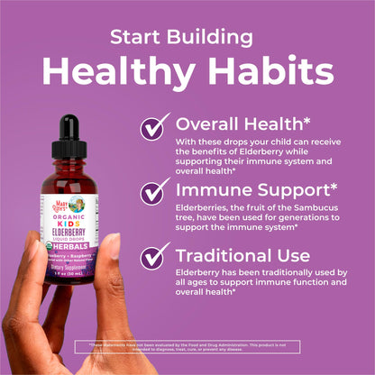 MaryRuth Organics USDA Organic Elderberry Liquid Drops for Kids | Vegan Elderberry Extract Organic Glycerin | Immune Support Supplement | Overall Health | Formulated for Ages 4-13 | 1oz MARYRUTH'SUS supplements