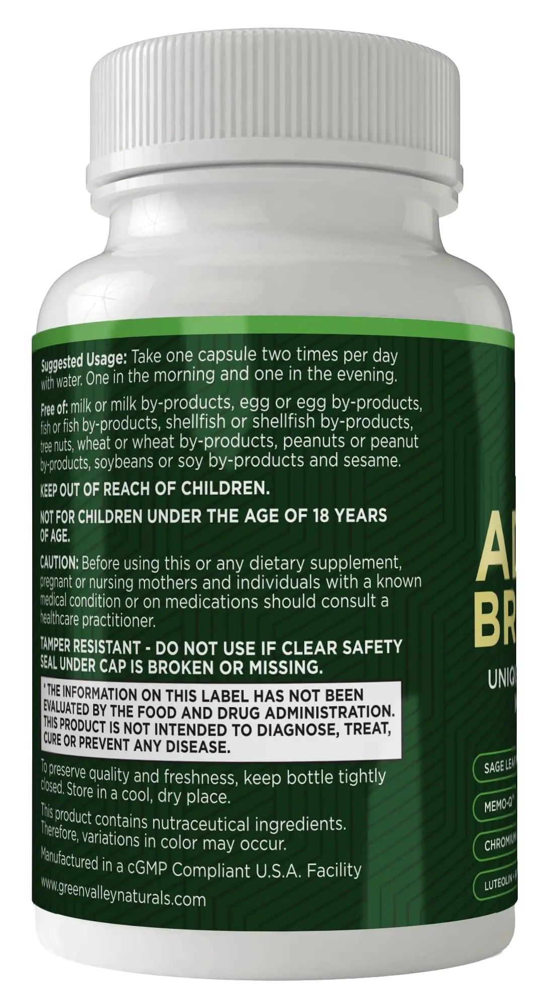 GREEN VALLEY NATURALS - Advanced Brain Power - Supports Healthy, Normal Brain Function, Focus and Concentration, clinically formulated to Support Healthy Brain Clarity. (1 Bottle, 60, Count) GREEN VALLEY NATURALSAu supplements