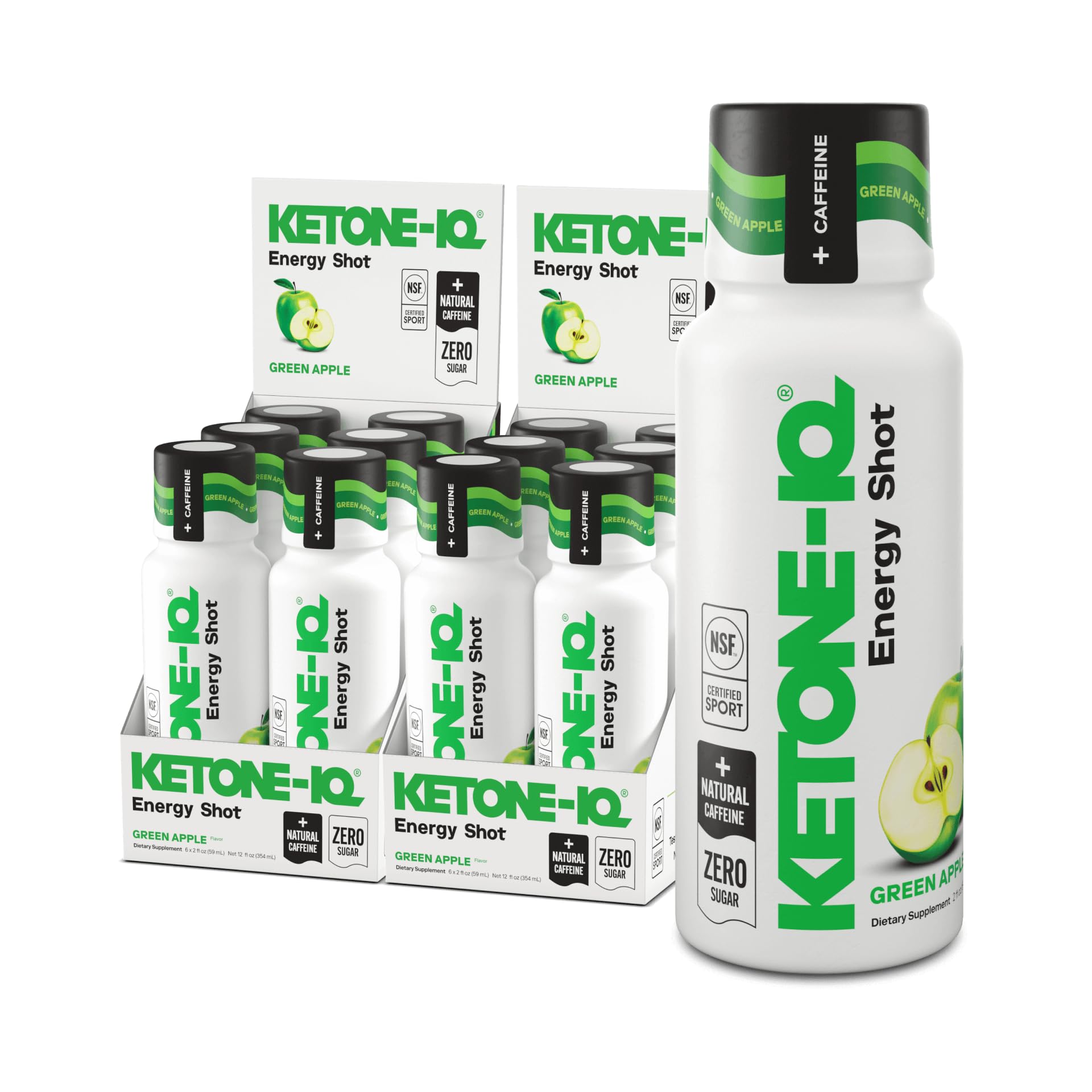 Ketone-IQ Caffeine Performance Energy Shots – Clean Energy for Focus & Endurance, 5g Ketones, 100mg Green Tea Caffeine, B Vitamins, 12 Pack (Green Apple) Ketone-IQAu supplements
