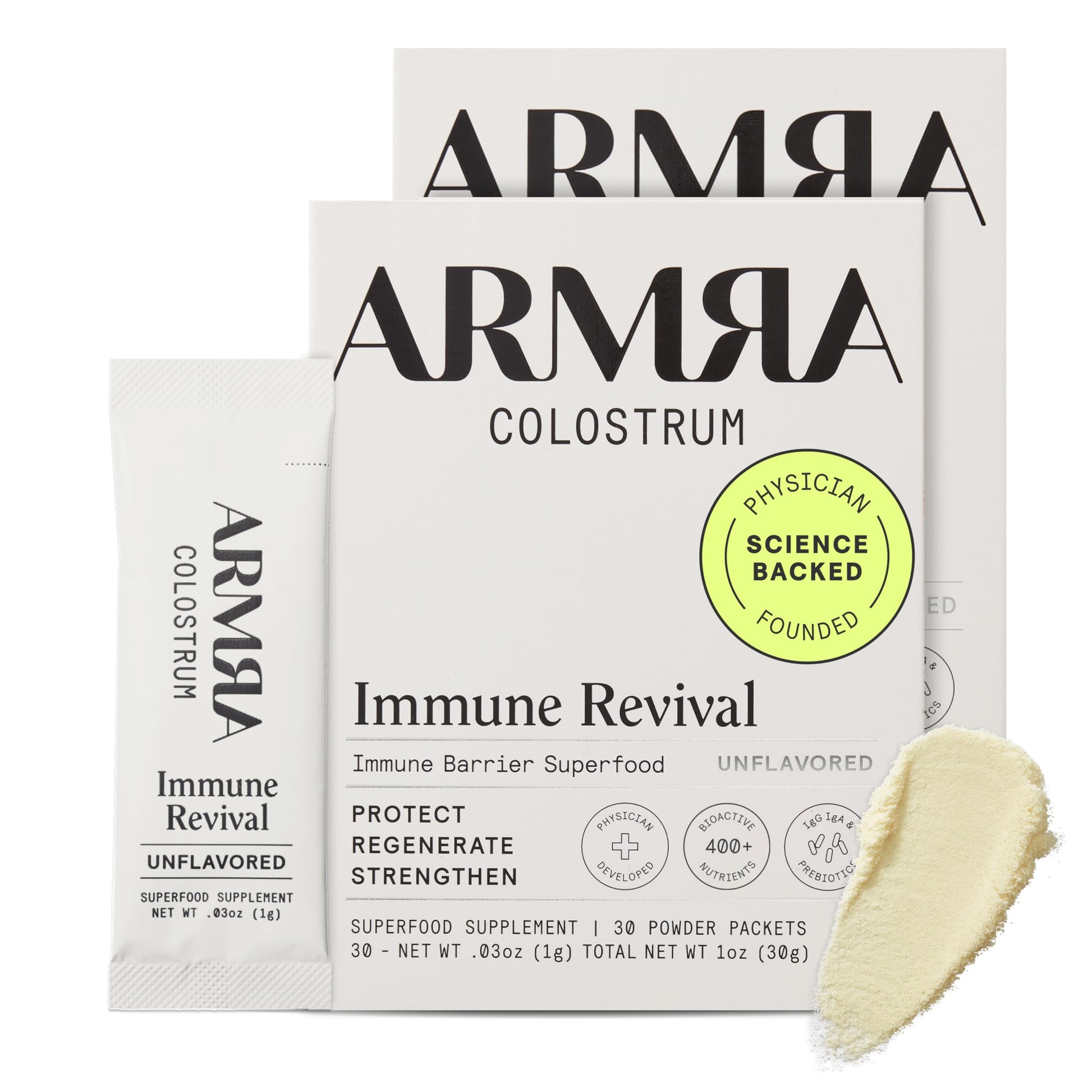 ARMRA Colostrum Powder | Unflavored | Gut Health & Bloating | Skin & Hair | Immunity | Keto, Gluten & Fat-Free | 60 Servings ARMRAUS supplements