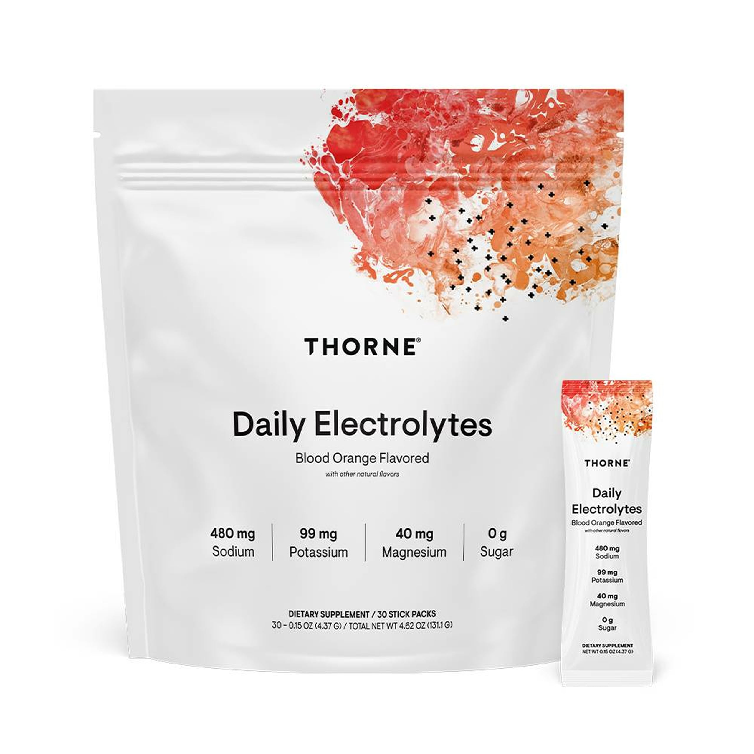 THORNE - Daily Electrolytes - Zero Sugar & Low-Calorie Electrolyte Powder Drink Mix - Flavors Derived from Natural Sources - NSF Certified for Sport - Blood Orange - 30 Stick Packs THORNEAu supplements