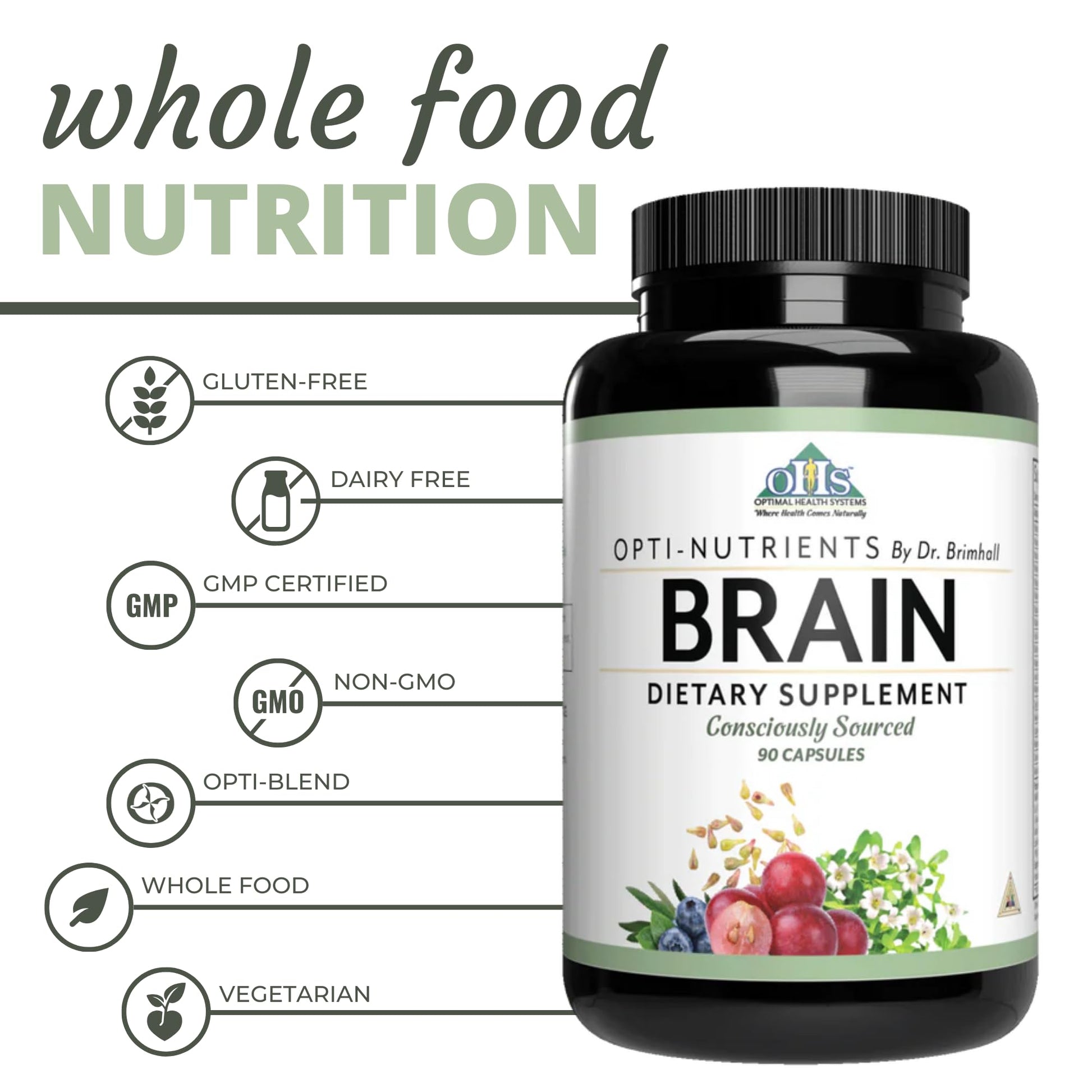Optimal Health Systems Brain | Most Comprehensive Nootropic + Enzyme Delivery | 700 mg Scientific Neuroenhancment Blend | Boost Mood, Memory & Focus | 90 Capsules Optimal Health SystemsAu supplements