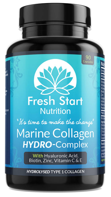 Marine Collagen Tablets 1000mg - 90 Premium Type 1 Hydrolysed Collagen Capsules with Hyaluronic Acid Fresh Start NutritionAu supplements