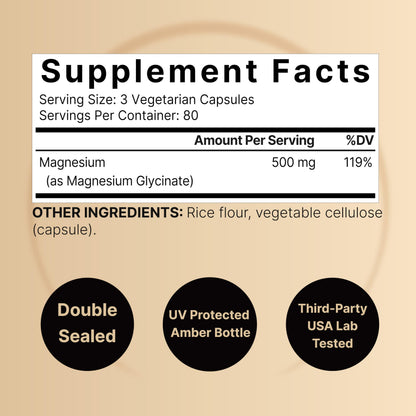 NatureBell Magnesium Glycinate 500mg Per Serving | 240 Veggie Capsule, 100% Chelated NatureBellUS supplements