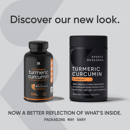 Sports Research Turmeric Curcumin C3 Complex 500 mg, Enhanced with Black Pepper Sports ResearchUS supplements