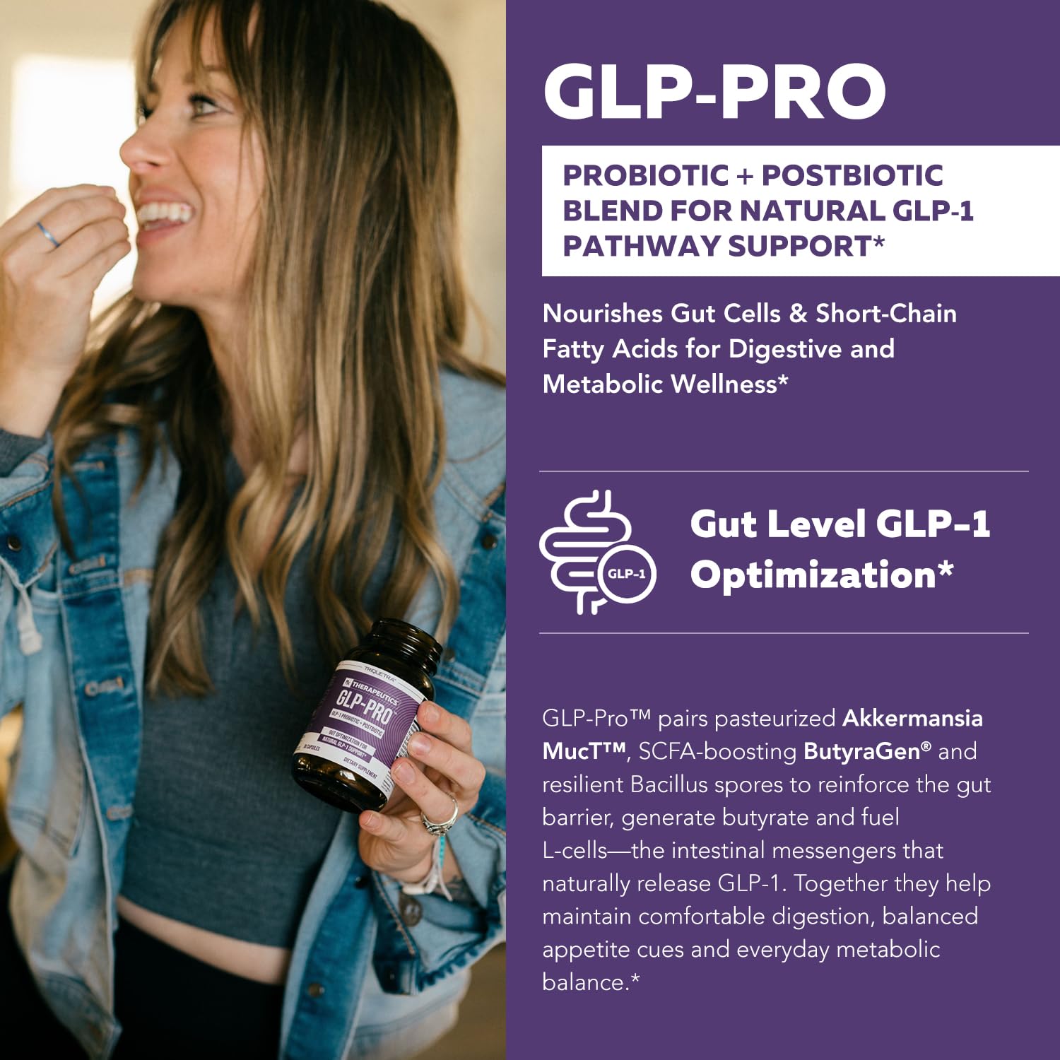 GLP-Pro™: Probiotic & Postbiotic Blend for Natural GLP-1 Support — Akkermansia MucT™, ButyraGen® Butyrate Generator & Spore Bacillus — Healthy Appetite, SCFA & Metabolic Balance — 30 Count Triquetra HealthAu supplements