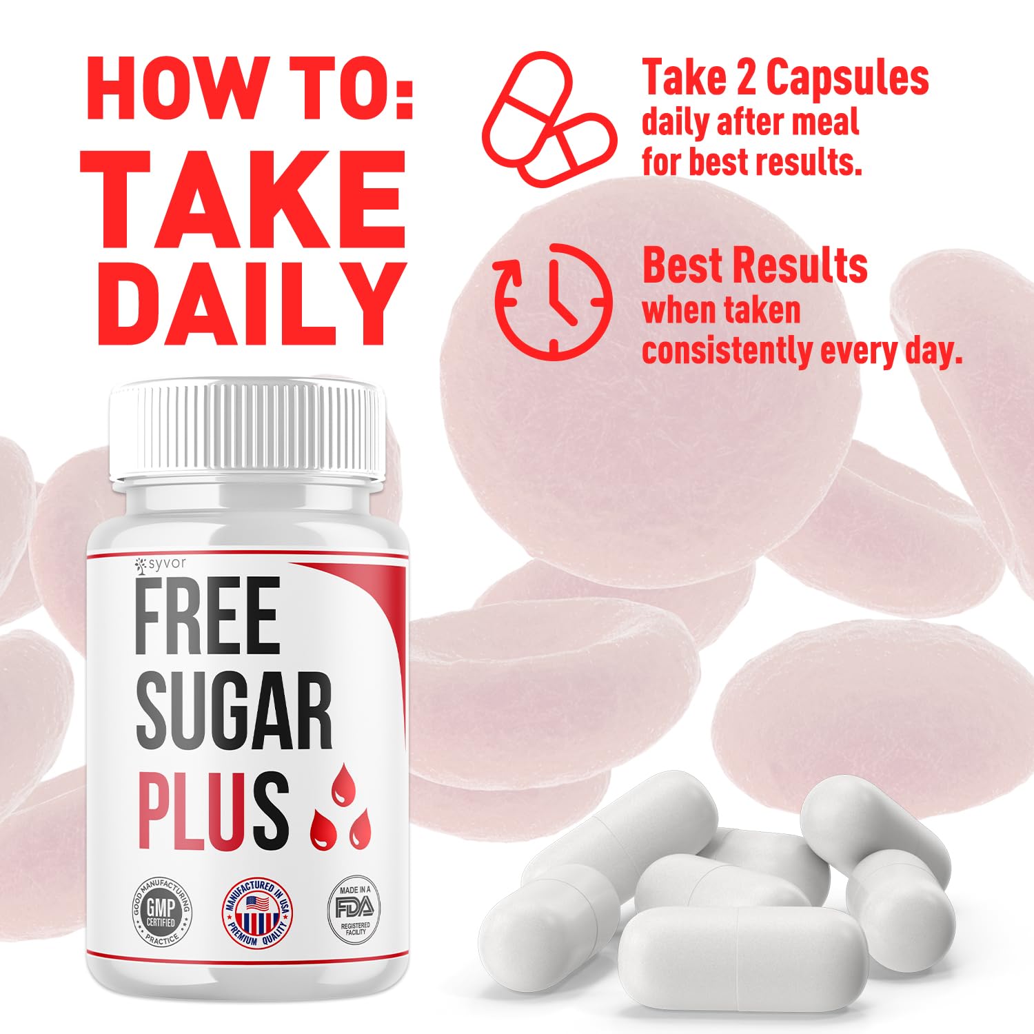 Free Sugar Plus Capsules, Official FreeSugar Plus Blood Health Support Pills With All Natural Ingredients, Free Sugar Plus Advanced Wellness Support with Premium Vitamins for Women & Men (60 Capsules) SyvorAu supplements