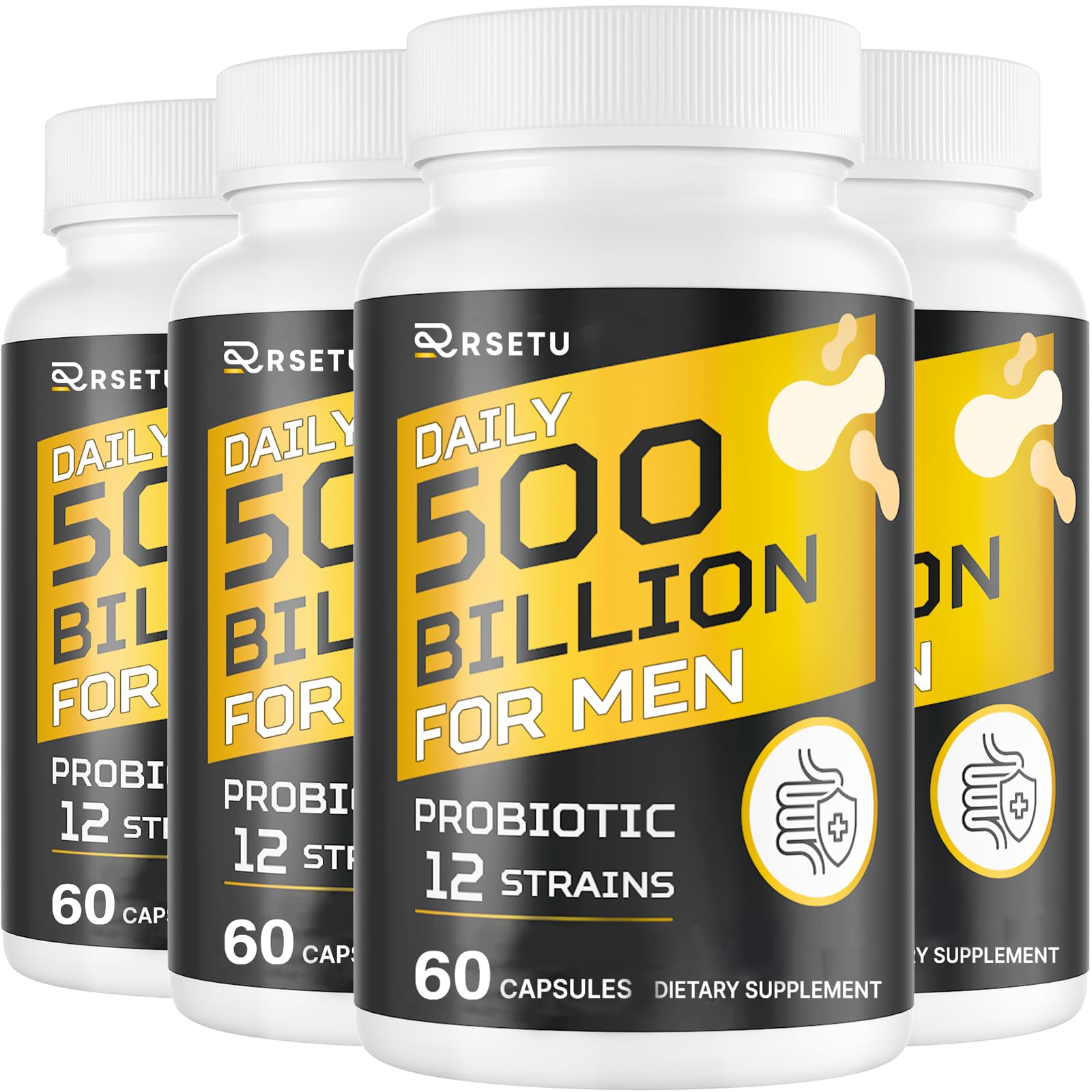 Probiotics for Men, 500 Billion CFUs & 12 Strains Mens Probiotic with Turmeric Cranberry, Goji, Gut Health for Men, for Digestive Health, Gut, Bloating & Gas, Immune, Energy Support, 120-Day Supply RSETUAu supplements