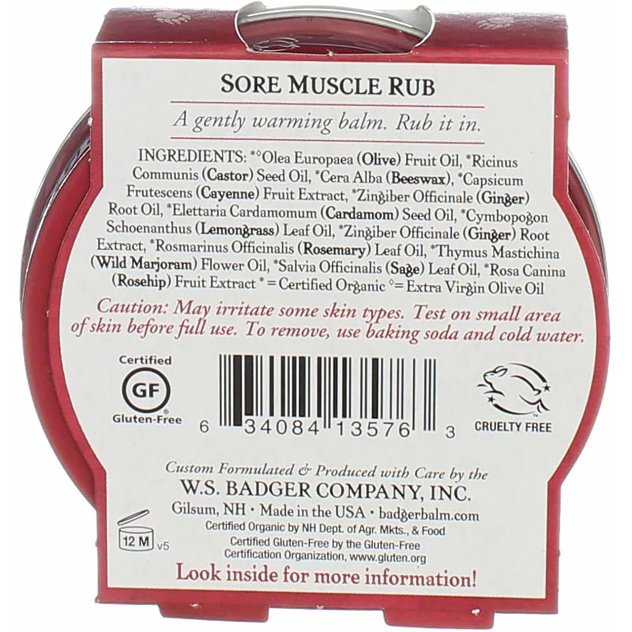 Badger Sore Muscle Rub 2z Size 2z Badger Sore Muscle Rub 2z Tin 2z BadgerAu supplements