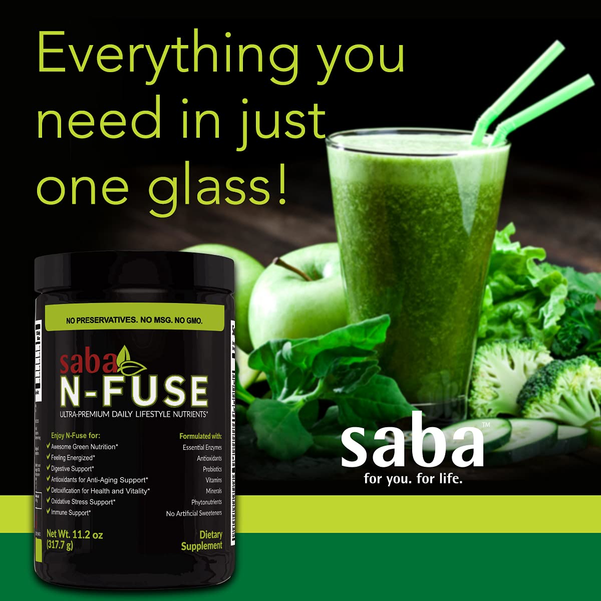 Saba N-Fuse-Whole Food Daily Nutrition,-Phytonutrients, Pre and Probiotics, Enzymes SabaAu supplements