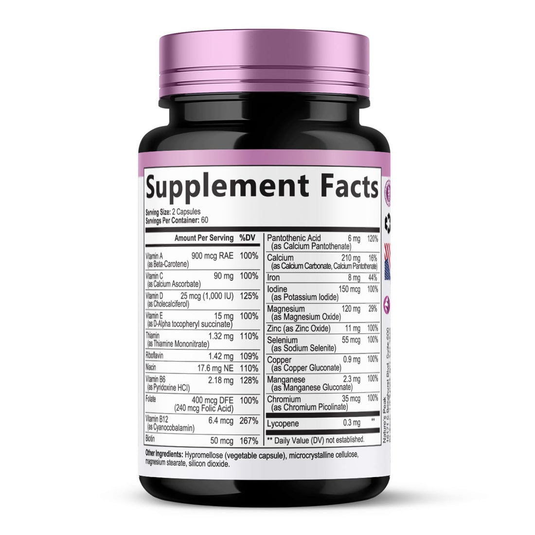 Multivitamin for Women - Complete Daily Womens Multivitamins with Calcium, Folate, Vitamin A, C, D, E & B Vitamins, Zinc and Iron - Multi Vitamins for Bone, Energy & Immune Support - 120 Capsules Nature's PeakAu supplements