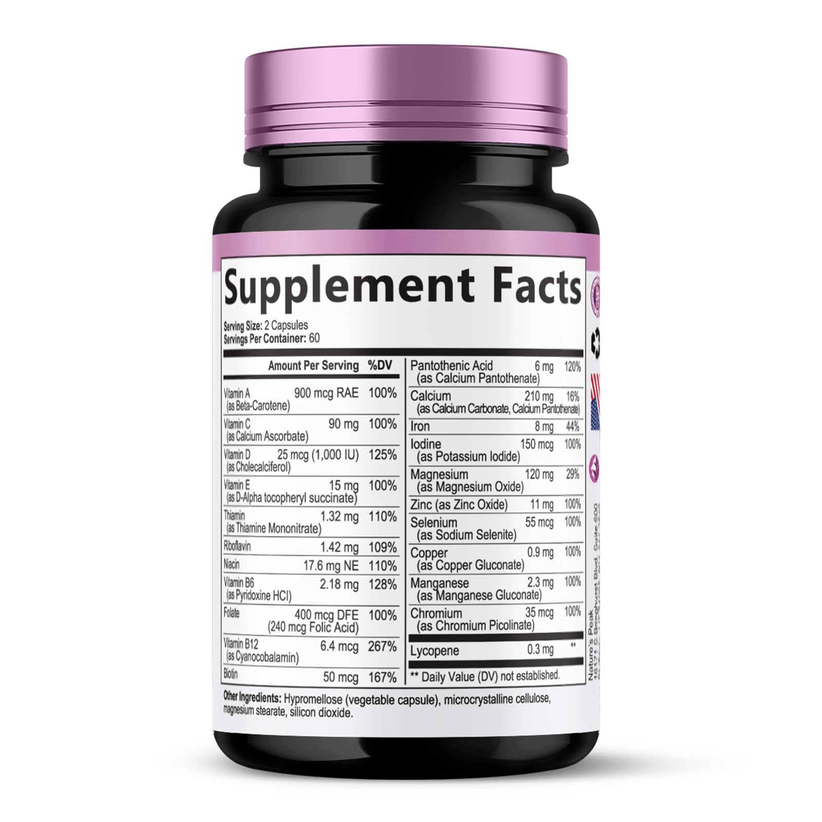 Multivitamin for Women - Complete Daily Womens Multivitamins with Calcium, Folate, Vitamin A, C, D, E & B Vitamins, Zinc and Iron - Multi Vitamins for Bone, Energy & Immune Support - 120 Capsules Nature's PeakAu supplements