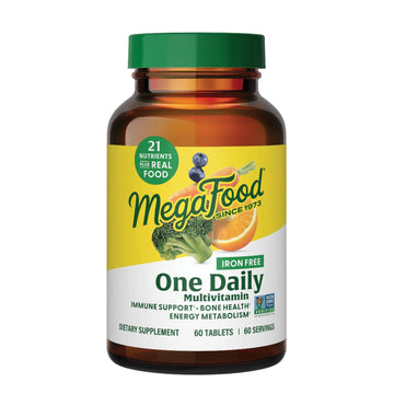 MegaFood One Daily Iron Free Multivitamin - Multivitamin for Women and Men - with Real Food - Immune Support Supplement - Bone Health - Energy Metabolism - Vegetarian; Non-GMO; No Iron - 60 Tablets MegaFoodAu supplements
