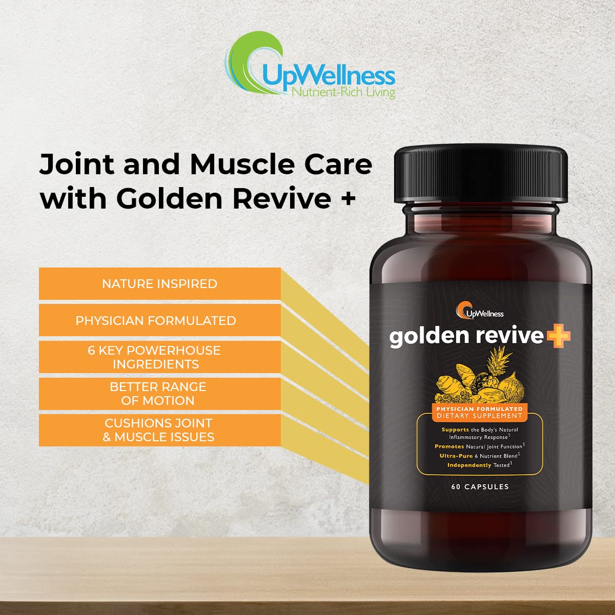 UpWellness Golden Revive + Joint Support with Quercetin, Magnesium, and Turmeric UpWellness Nutrient-Rich LivingUS supplements