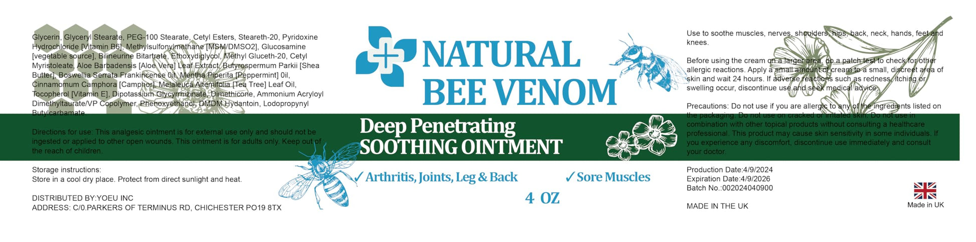 PIBIOOMAP Zealand Bee Venom Serum Gel, Professional for Joint, Muscle, Bone Cream, 24h Fast Release, Soothing Powerful for Back, Neck, Hand, Foot, Knee, Muscle, Shoulder, Hip, Nerve PIBIOOMAPAu supplements