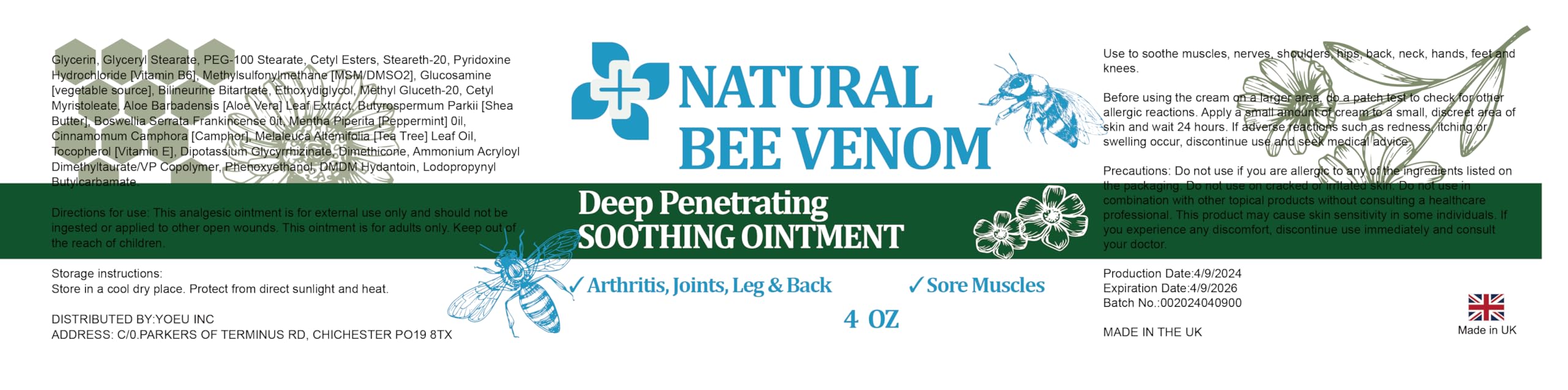 PIBIOOMAP Zealand Bee Venom Serum Gel, Professional for Joint, Muscle, Bone Cream, 24h Fast Release, Soothing Powerful for Back, Neck, Hand, Foot, Knee, Muscle, Shoulder, Hip, Nerve PIBIOOMAPAu supplements