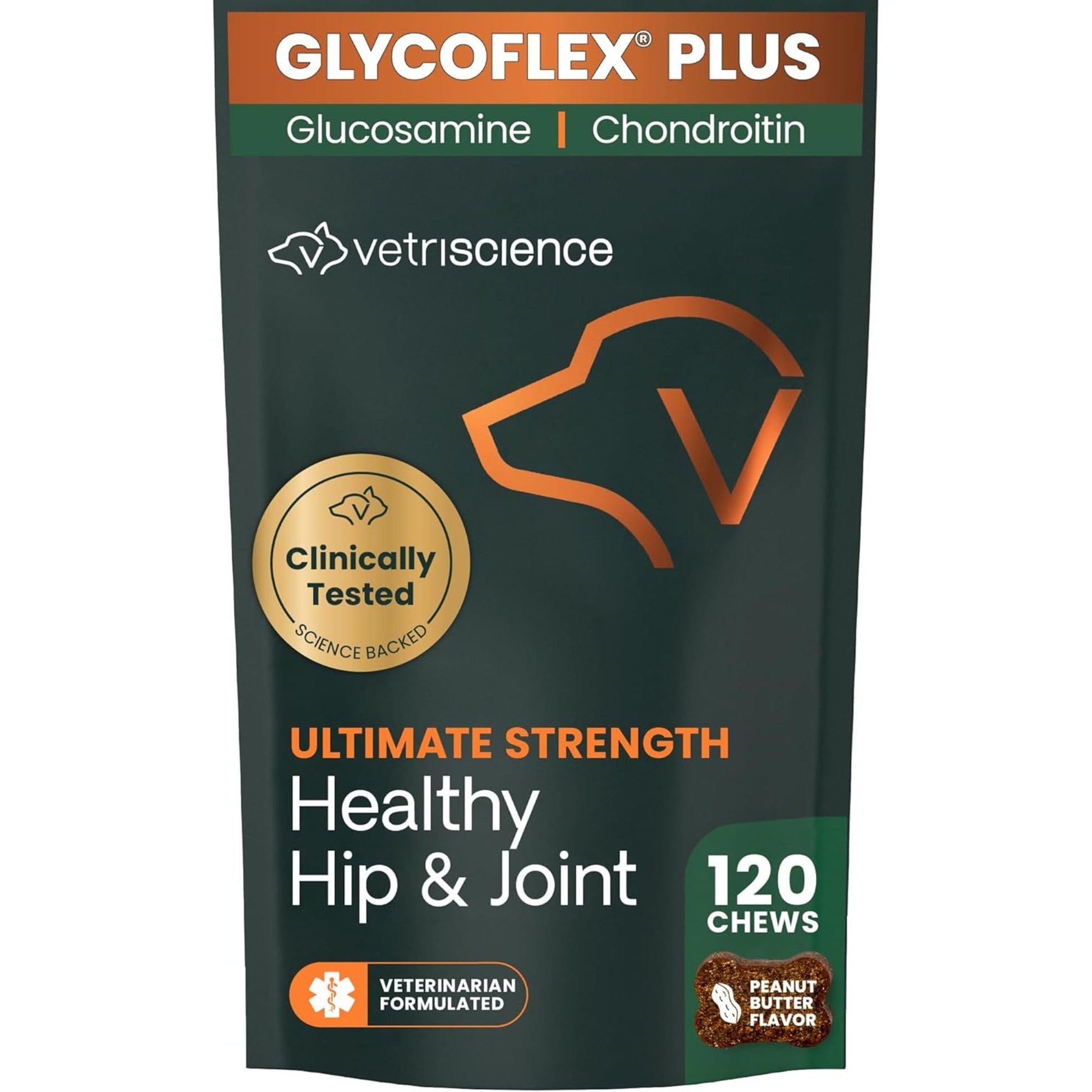 VetriScience Ultimate Strength Hip & Joint Supplement for Dogs, GlycoFlex Plus – MSM, Chondroitin & Green-Lipped Mussel Chews for Mobility, Flexibility, Comfort & Support, Peanut Butter Flavor 120 Cnt VETRISCIENCEAu supplements