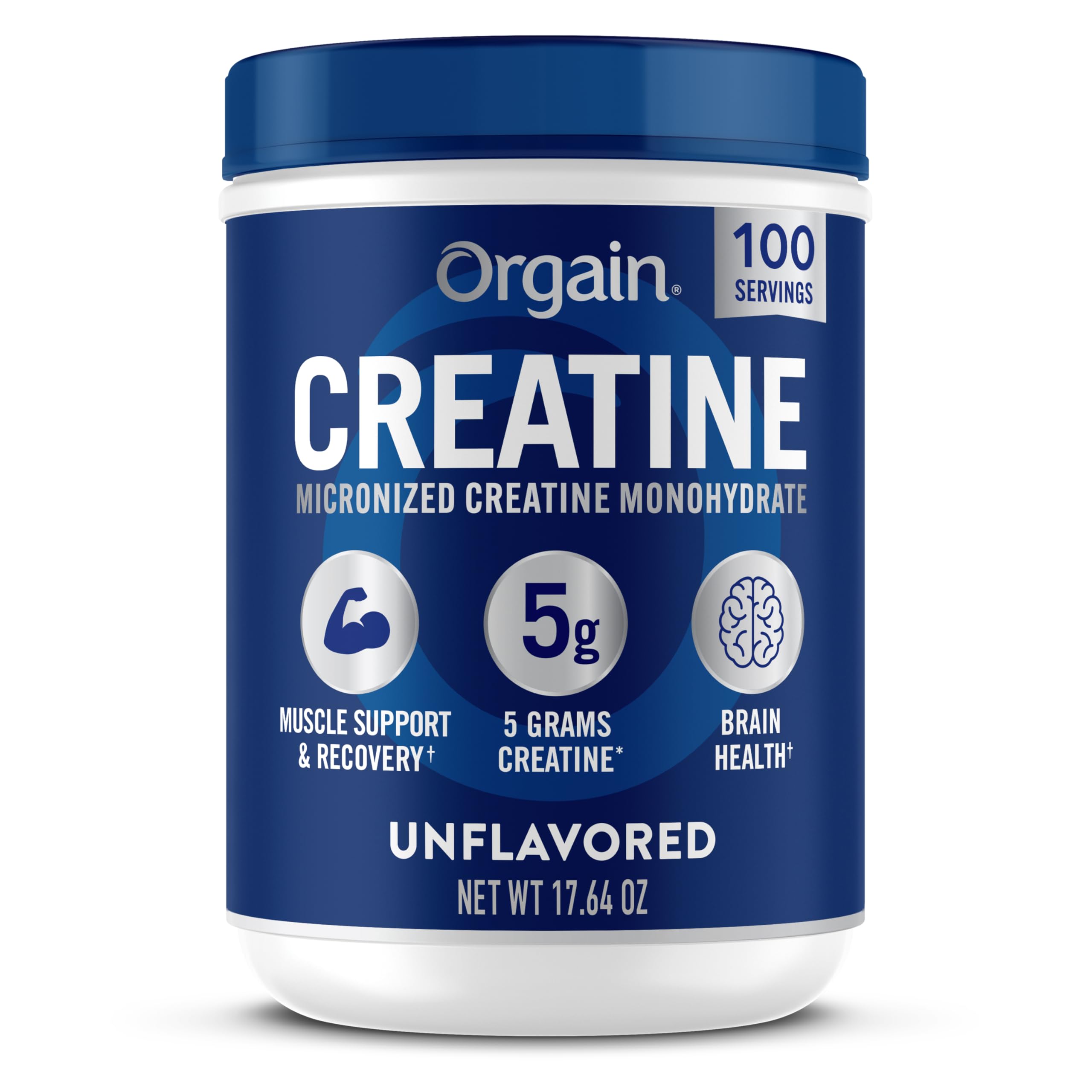 Orgain Creatine Monohydrate Micronized Powder, 100 Servings, Unflavored, Supports Muscle Growth, Post Workout Recovery and Brain Health, No Artificial Additives, for Men & Women, Vegan OrgainAu supplements
