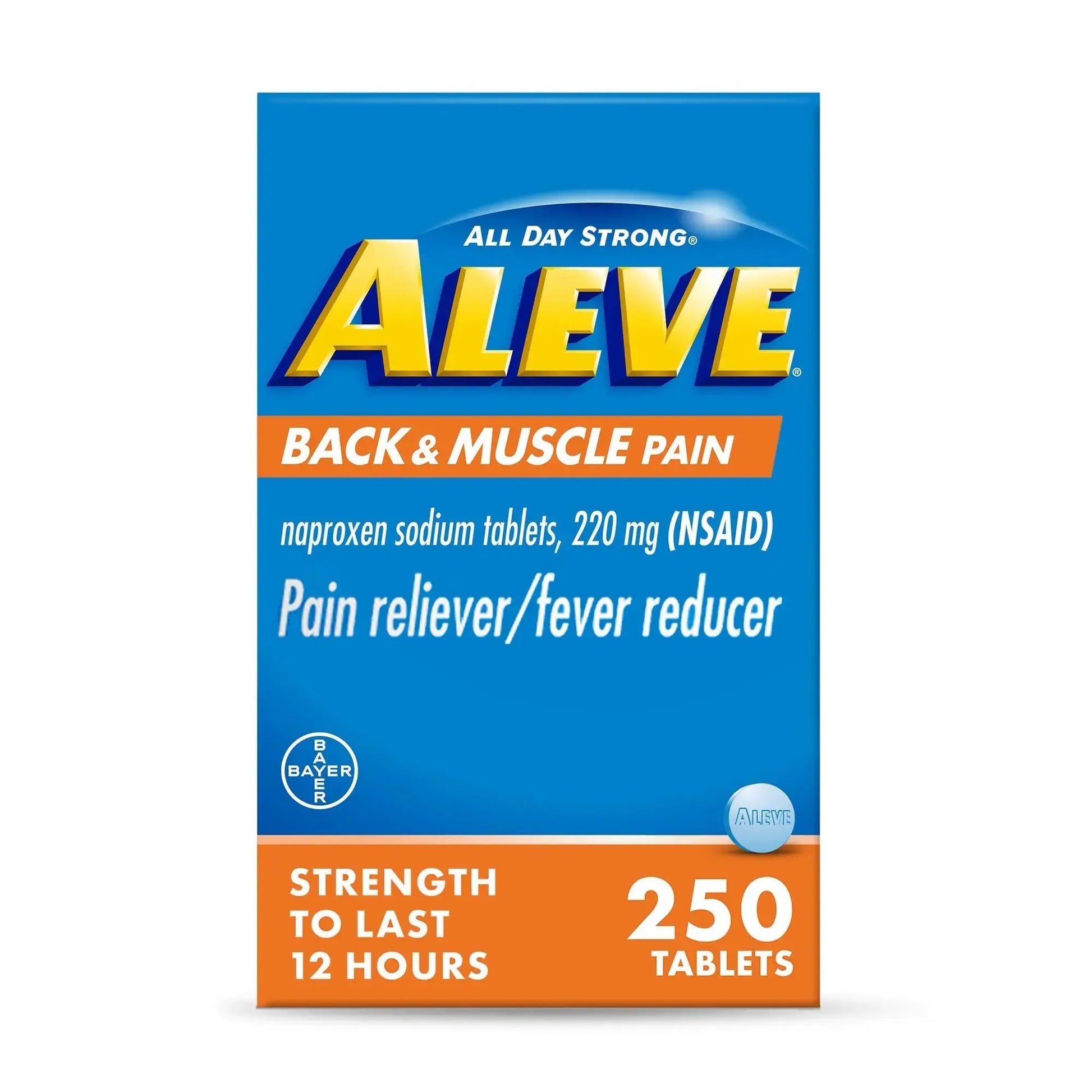 Aleve Back & Muscle Pain Relief Naproxen Sodium Tablets, Pain Reliever & Fever Reducer, Medicine for Body , 250 Count AleveAu supplements