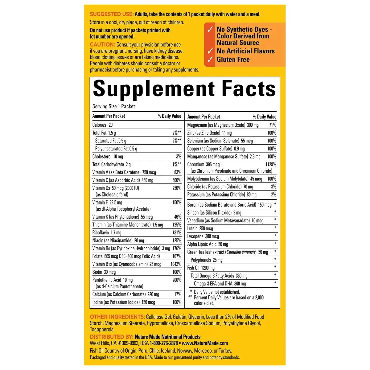 Nature Made Daily Diabetes Health Pack, Dietary Supplement for Nutritional Support, 60 Packets Bundle with a Pill oragnizer (2 Items) Nature MadeAu supplements