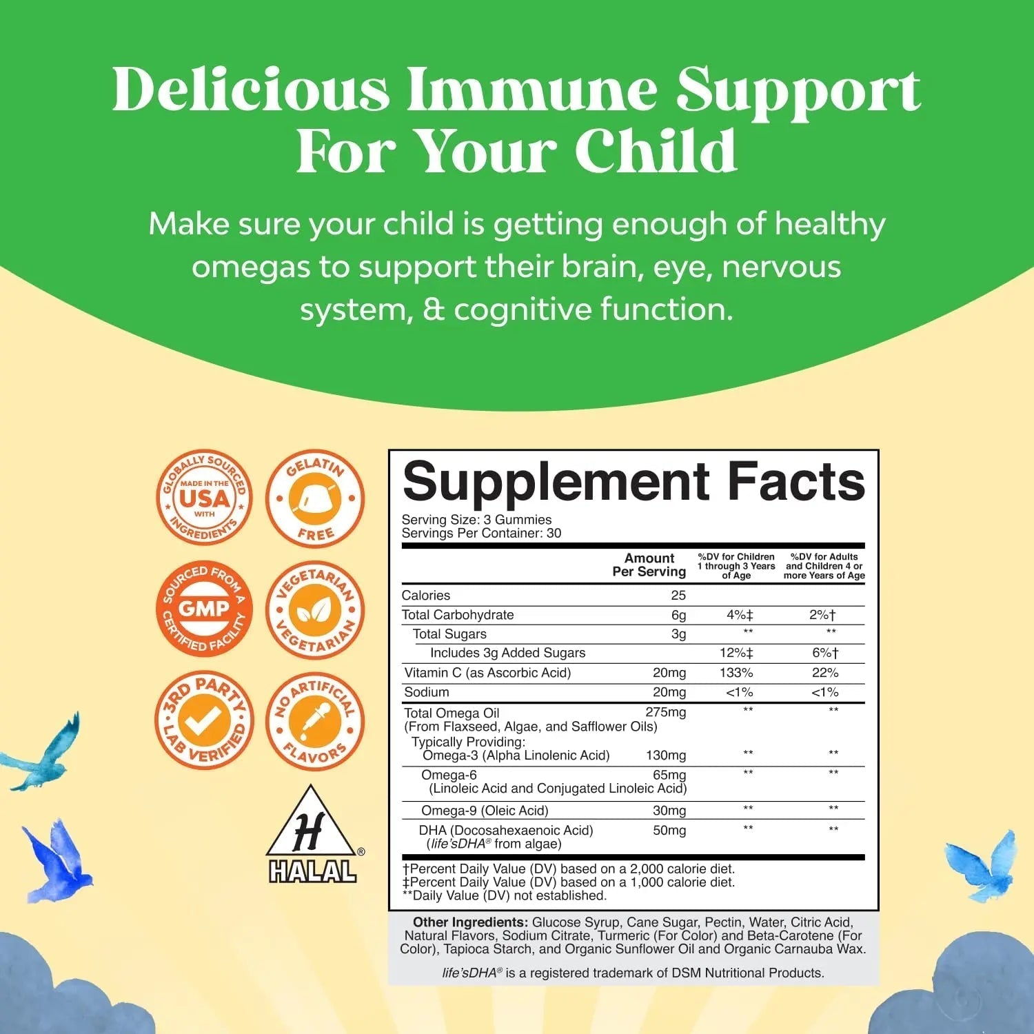 Bundle of Plant Based Kids Multivitamin Gummies with Vitamins A C D3 E B Zinc and DHA Omega 3 Gummies with Vegetarian 6 9 for Vision Brain Immunity Support Natures CraftAu supplements