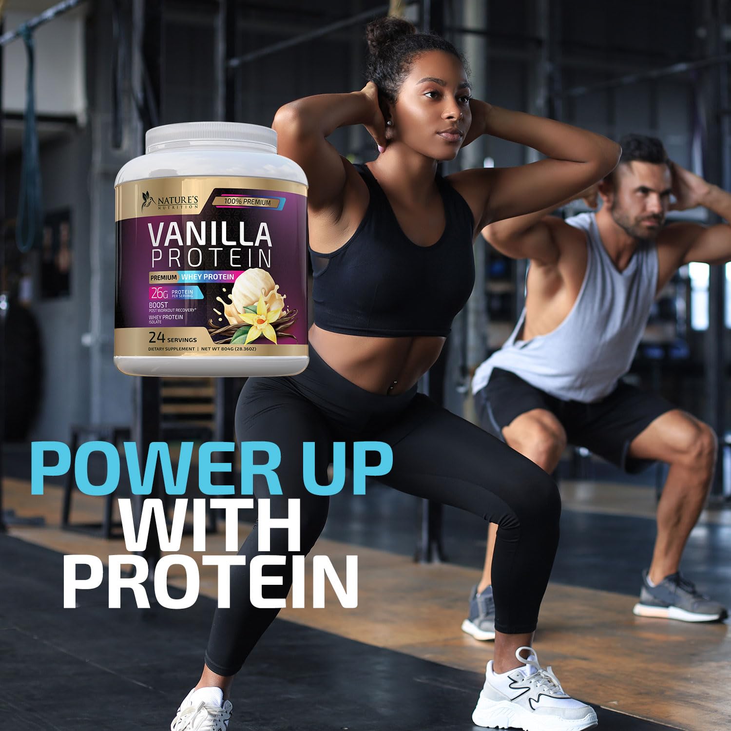 Whey Protein Powder 26g - Vanilla Ice Cream Whey Isolate Protein for Muscle Growth Nature's NutritionUS supplements