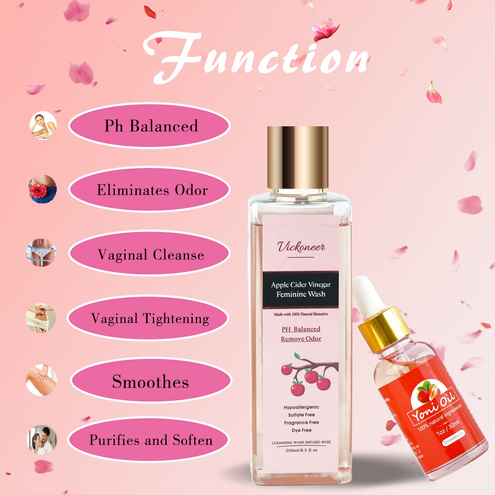 Vickoneer Yoni Wash for Women & Yoni Essential Oil, Intimate Feminine Wash Yoni Care VickoneerAu supplements