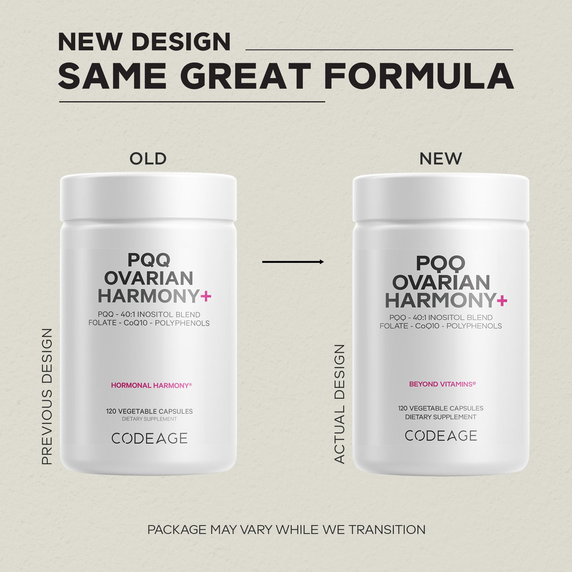Codeage PQQ Ovarian Harmony+ Supplement - PQQ (Pyrroloquinoline Quinone), Myo-Inositol & D-Chiro-Inositol 40:1 Blend, Folate 5-MTHF, CoQ10, Wild Blueberry - Liposomal Delivery - Non-GMO - 120 Capsules CodeageAu supplements