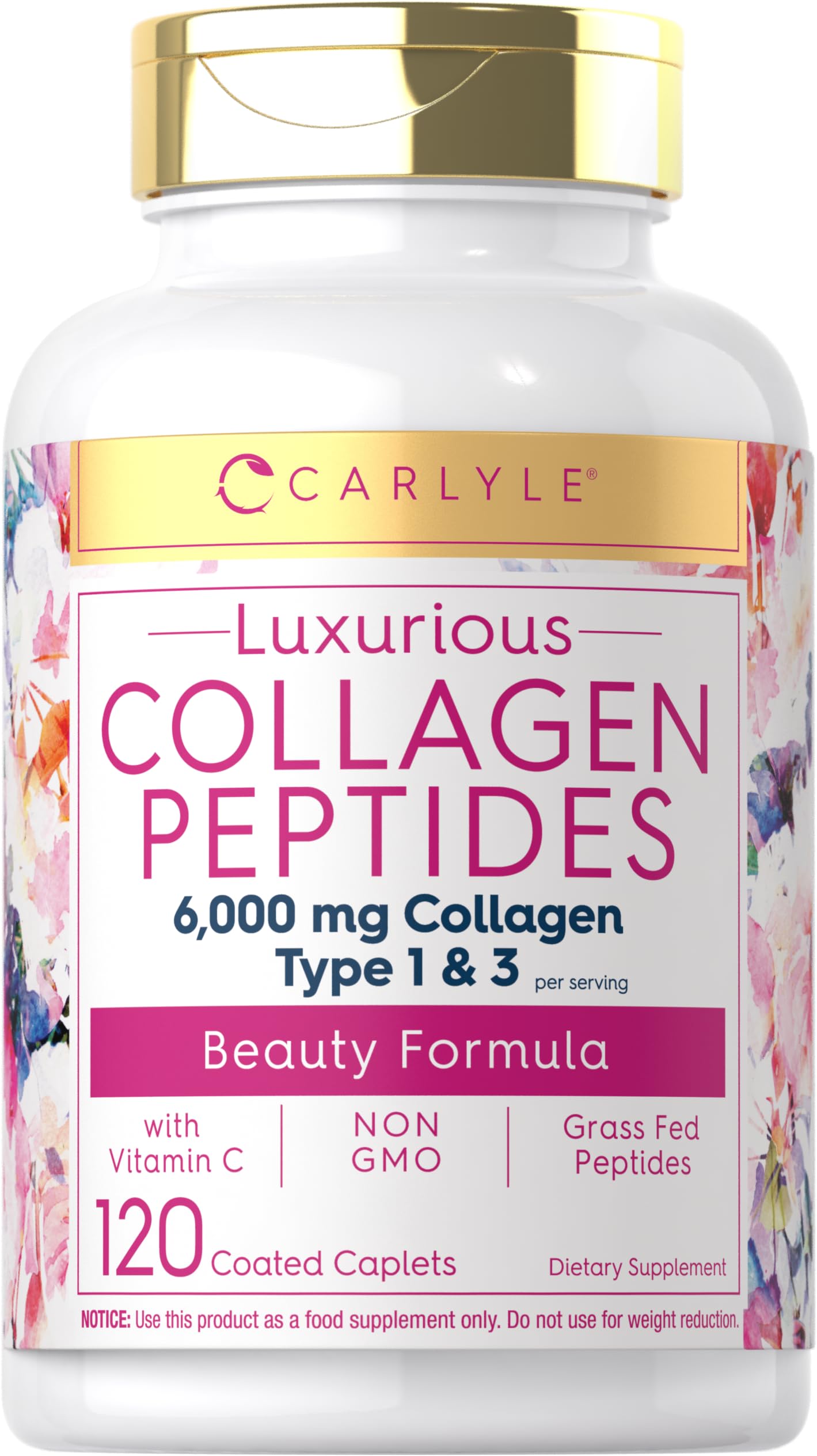 Carlyle Collagen with Vitamin C | 6000mg | 120 Caplets | Multi Collagen Peptide Pills CarlyleUS supplements