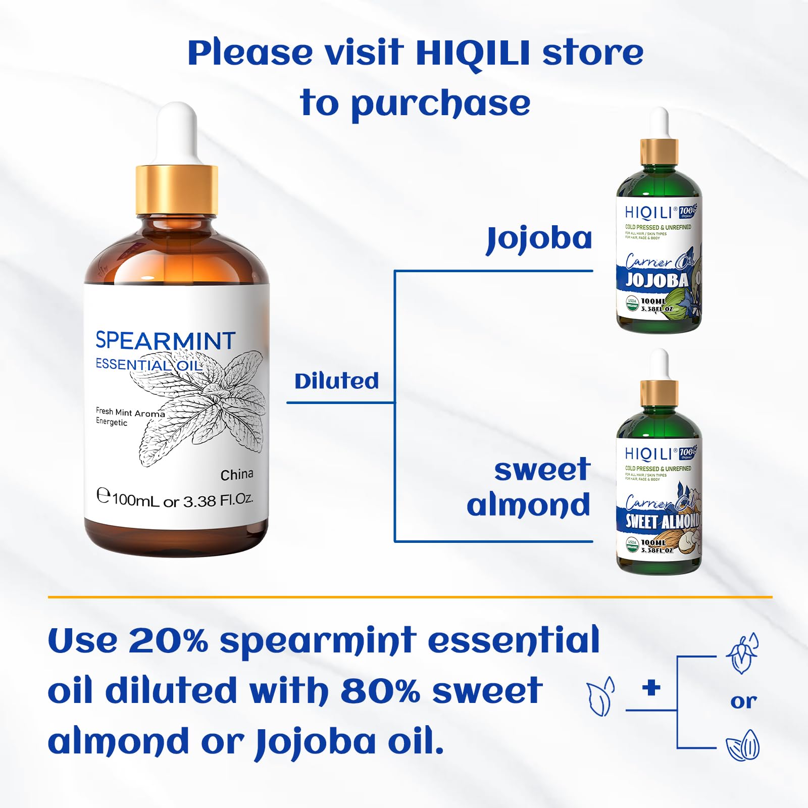 HIQILI 100ML Spearmint Essential Oil for Skin Care -100% Pure Treatment Grade - 3.38 Fl Oz. HIQILIAu supplements