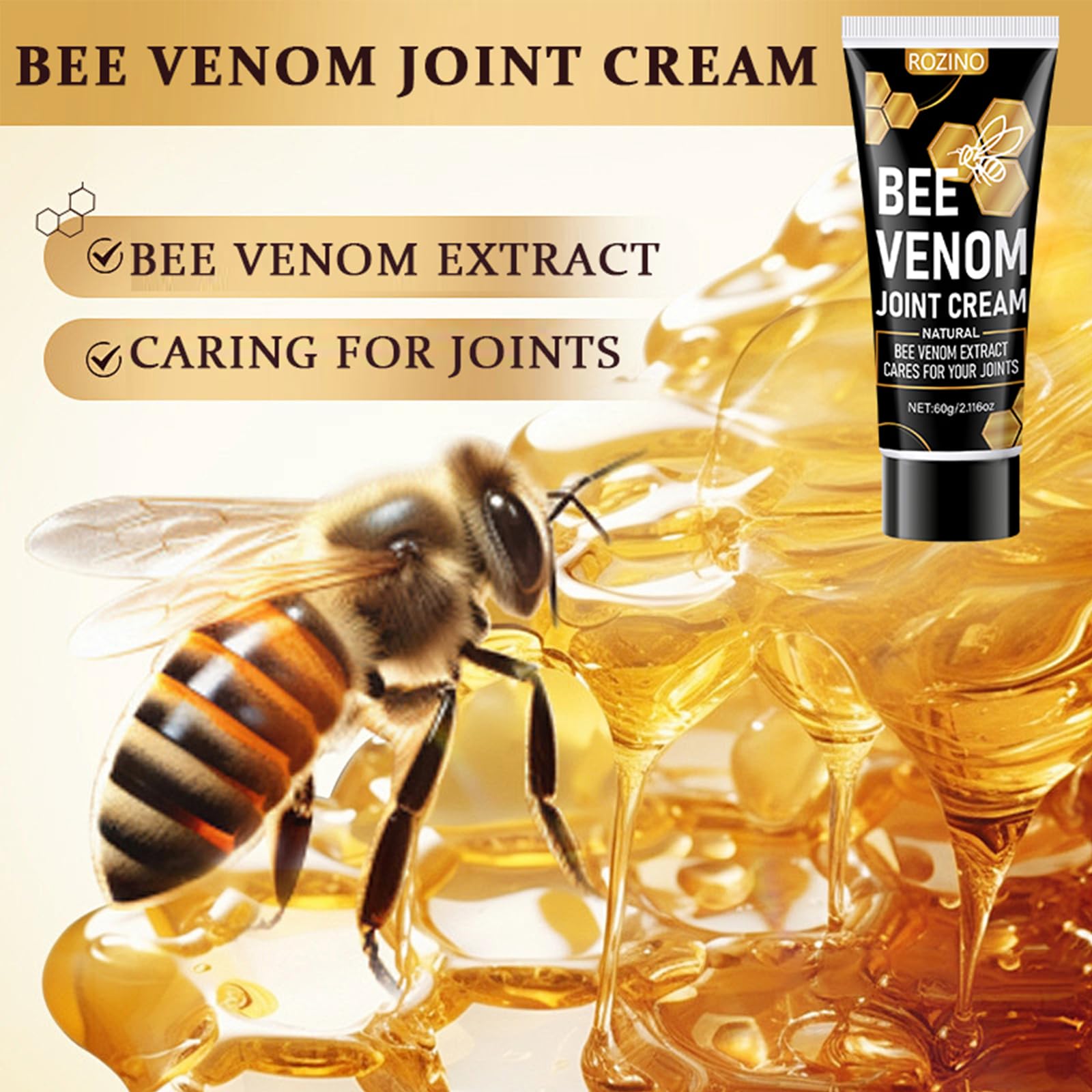 Bee Venom Joint Cream for Knees & Joints - Lightweight Moisturizing Cream for Dry Skin, Fast Absorbing & Non-Greasy Formula - Supports Comfortable Movement (2.116OZ) GenericAu supplements