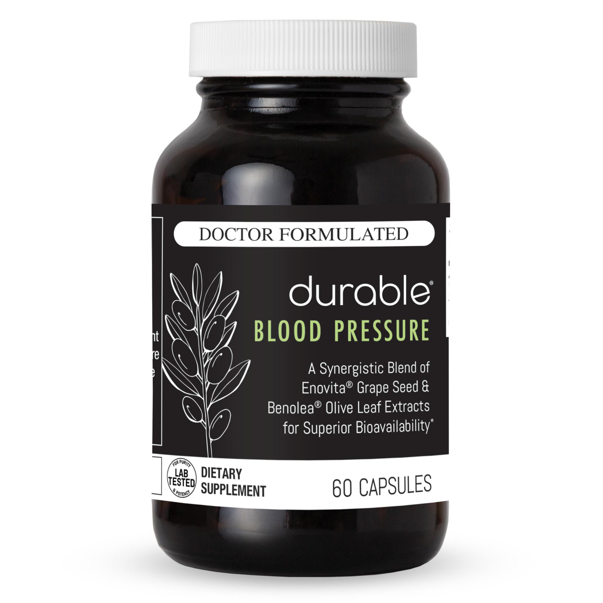 Durable Blood Pressure – Benolea Olive Leaf & Enovita Grape Seed Extract – Healthy Circulation, Nitric Oxide & Artery Support – Doctor Formulated, Vegan, Non-GMO, Made in USA (60 Capsules) DurableAu supplements