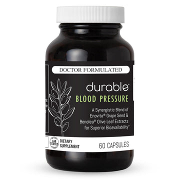 Durable Blood Pressure – Benolea Olive Leaf & Enovita Grape Seed Extract – Healthy Circulation, Nitric Oxide & Artery Support – Doctor Formulated, Vegan, Non-GMO, Made in USA (60 Capsules) DurableAu supplements