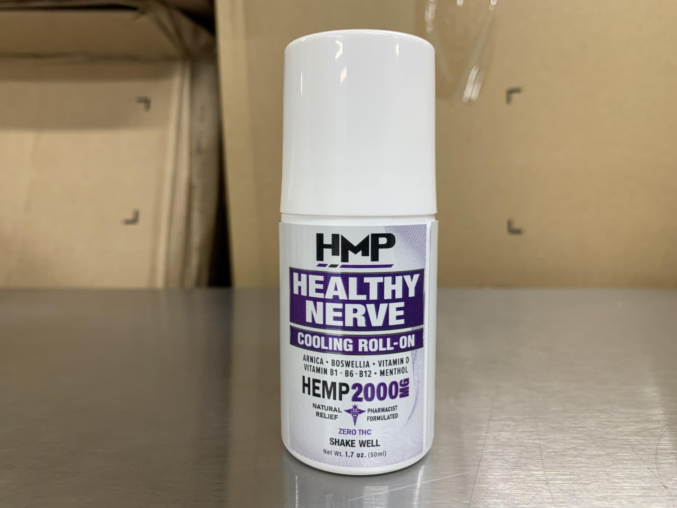 HMP Nerve Roll-On for Feet, Hands, Legs, Toes, Back 2000MG Hemp with Menthol & Arnica, Soothing Cooling Formula, Made in USA, 50ml (1 Pack) HMP BRANDSAu supplements